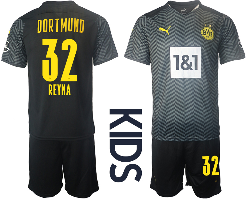 Youth 2021-2022 Club Borussia Dortmund away black #32 Soccer Jersey